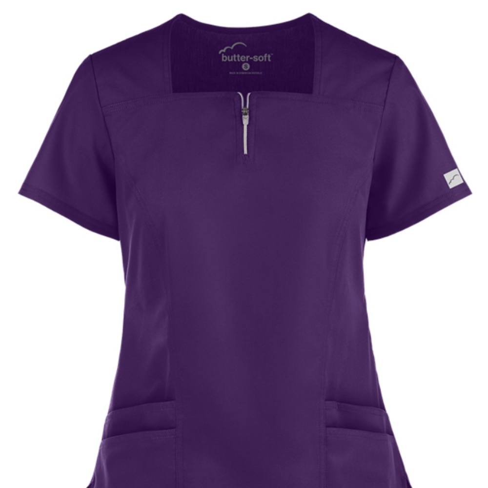 Buttersoft Scrub Set zipper top jogger pants in eggplant